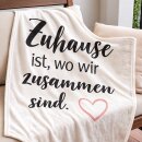 Kuscheldecke Flanell mit Spruch 130x160cm Weiß
