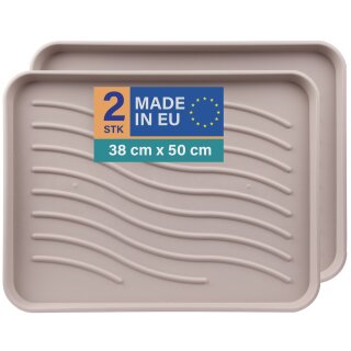 Schuhabtropfschale für 2-3 Paar Schuhe Kunststoff Beige 50x38cm 4er-Set