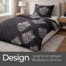 Bettwäsche-Set 2-teilig "Feinbiber" Winter Baumwolle/Polyester 135x200/80x80 cm Schwarz (Ornament)