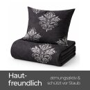 Bettwäsche-Set 2-teilig "Feinbiber" Winter Baumwolle/Polyester 135x200/80x80 cm Schwarz (Ornament)
