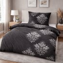 Bettwäsche-Set 2-teilig "Feinbiber" Winter Baumwolle/Polyester 135x200/80x80 cm Schwarz (Ornament)