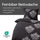 Bettwäsche-Set 2-teilig "Feinbiber" Winter Baumwolle/Polyester 135x200/80x80 cm Schwarz (Ornament)