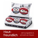Bettwäsche-Set 2-teilig "Feinbiber" Winter Baumwolle/Polyester 135x200/80x80 cm Grau (Eule)