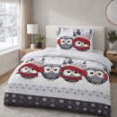 Bettwäsche-Set 2-teilig "Feinbiber" Winter Baumwolle/Polyester 135x200/80x80 cm Grau (Eule)