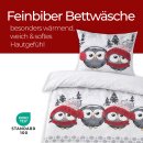 Bettwäsche-Set 2-teilig "Feinbiber" Winter Baumwolle/Polyester 135x200/80x80 cm Grau (Eule)