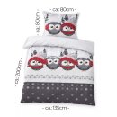 Bettwäsche-Set 2-teilig "Feinbiber" Winter Baumwolle/Polyester 135x200/80x80 cm Grau (Eule)