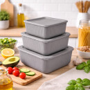 Frischhaltedose eckig 3er-Set Grau