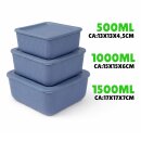 Frischhaltedose eckig 3er-Set Blau