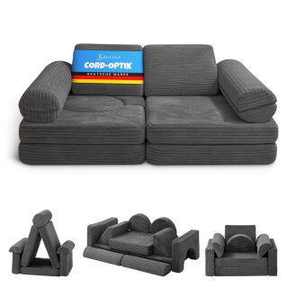 Spielsofa für Kinder Cord 11-teiliges Set modular Anthrazit
