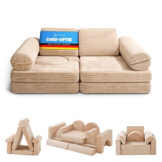 Spielsofa für Kinder Cord 11-teiliges Set modular Beige