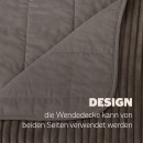 Tagesdecke XXL 200x220 cm Flanellcord Wendedecke Granit