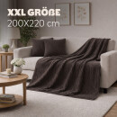 Tagesdecke XXL 200x220 cm Flanellcord Wendedecke Granit