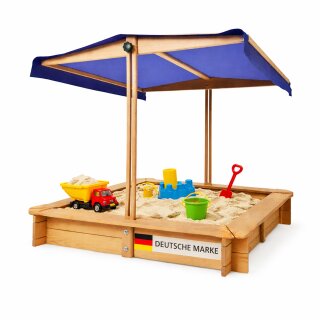 Sandkasten aus Holz mit höhenverstellbarem Dach 98x98x17 cm