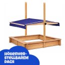Sandkasten aus Holz mit höhenverstellbarem Dach 98x98x17 cm
