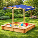 Sandkasten aus Holz mit höhenverstellbarem Dach 98x98x17 cm