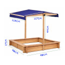 Sandkasten aus Holz mit höhenverstellbarem Dach 98x98x17 cm