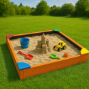 Sandkasten aus Holz mit höhenverstellbarem Dach 98x98x17 cm
