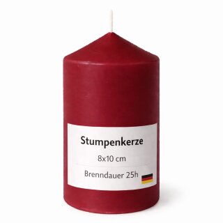 Stumpenkerzen Ø8cm x 15cm Rubinrot (1er Pack)
