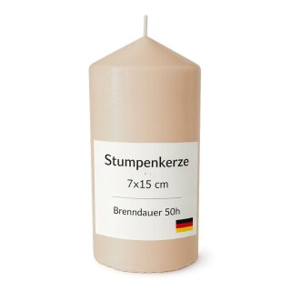 Stumpenkerzen 50h Brenndauer Ø7xH15 cm Beige 1er Pack