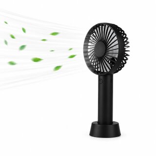 Mini Handventilator 3 Stufen mit Akku Schwarz