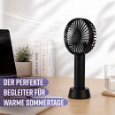 Mini Handventilator 3 Stufen mit Akku Schwarz