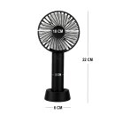 Mini Handventilator 3 Stufen mit Akku Schwarz