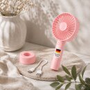 Mini Handventilator 3 Stufen mit Akku, USB-C und Standfuß, leise, tragbar Rosa