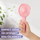 Mini Handventilator 3 Stufen mit Akku, USB-C und Standfuß, leise, tragbar Rosa