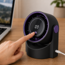 2-in-1 Tisch- & Wandventilator 5 Stufen mit USB-C & LED-Display, leise (22 dB), Schwarz