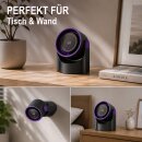 2-in-1 Tisch- & Wandventilator 5 Stufen mit USB-C & LED-Display, leise (22 dB), Schwarz