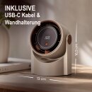 2-in-1 Tisch- & Wandventilator 5 Stufen mit USB-C & LED-Display, leise (22 dB), Creme