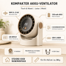 2-in-1 Tisch- & Wandventilator 5 Stufen mit USB-C & LED-Display, leise (22 dB), Creme