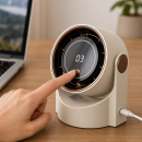 2-in-1 Tisch- & Wandventilator 5 Stufen mit USB-C & LED-Display, leise (22 dB), Creme