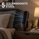 Akku-Tischventilator 5 Stufen leise mit USB-C & LED-Display Schwarz