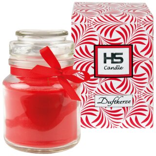 HS Candle Duftkerze im Bonbonglas und Deckel, Rose, H10 cm, 30h Brenndauer