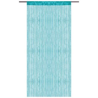 Fadenvorhang in Metallic-Optik mit Stangendurchzug Türkis 140x250cm
