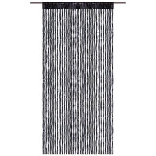 Fadenvorhang in Metallic-Optik mit Stangendurchzug Schwarz 90x200cm