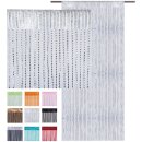 Fadenvorhang in Metallic-Optik mit Stangendurchzug Weiß 90x200cm