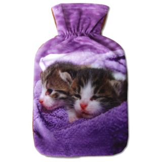 Wärmflaschenbezug mit Motiv ( Babykatzen ) inkl. 1L Wärmflasche