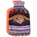 Wärmflaschenbezug mit Motiv ( Katze braun ) inkl. 2L Wärmflasche