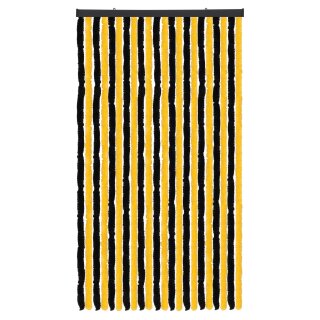 Flauschvorhang Chenille Unistreifen Schwarz und Gelb 90x220 cm