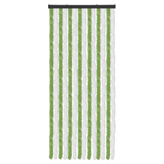 Flauschvorhang Chenille Unistreifen Grün und Weiß 56x185 cm