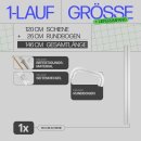 Gardinenschiene Komplettset inkl. Zubehör Weiß 120cm 1-läufig + 2er Set Rundbogen