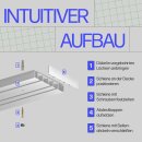 Gardinenschiene - Weiß - ( 120cm / 3-läufig ) mit 2er Set Rundbogen, Vorhangschiene Komplettset inkl. Zubehör