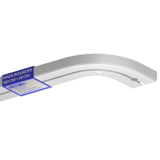 Gardinenschiene Komplettset inkl. Zubehör Weiß 180cm (2x90cm) 1-läufig + 2er Set Rundbogen