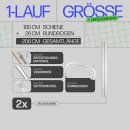 Gardinenschiene Komplettset inkl. Zubehör Weiß 180cm (2x90cm) 1-läufig + 2er Set Rundbogen