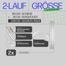Gardinenschiene Komplettset inkl. Zubehör Weiß 180cm (2x90cm) 2-läufig + 2er Set Rundbogen