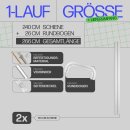 Gardinenschiene Komplettset inkl. Zubehör Weiß 240cm (2x120cm) 1-läufig + 2er Set Rundbogen