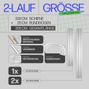 Gardinenschiene Komplettset inkl. Zubehör Weiß 330cm (1x90/2x240cm) 2-läufig + 2er Set Rundbogen