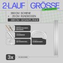 Gardinenschiene Komplettset inkl. Zubehör Weiß 360cm (3x120cm) 2-läufig + 2er Set Rundbogen